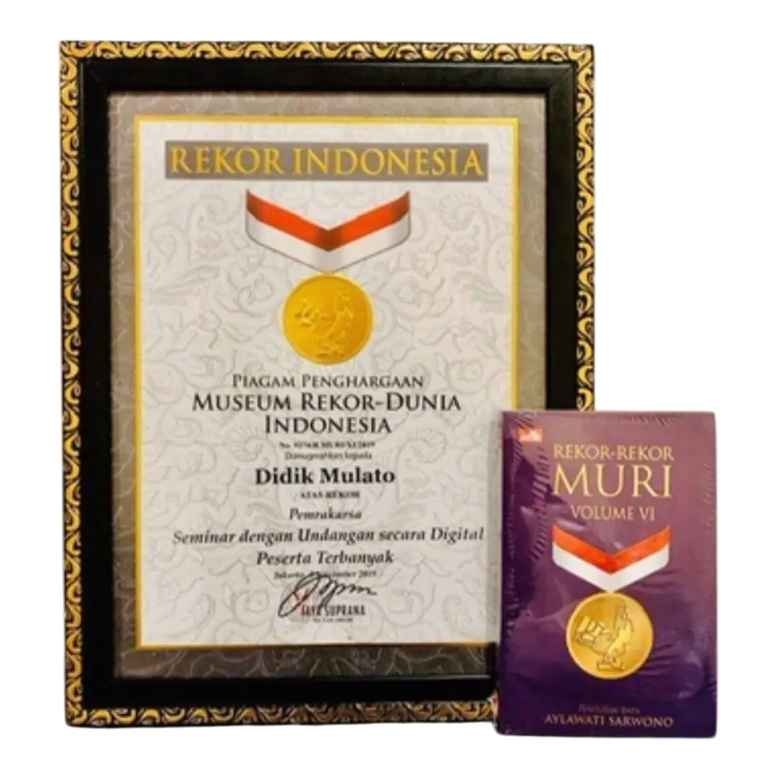 Piagam penghargaan Rekor MURI Didik Mulato